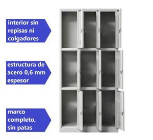 Locker Casillero metálico 3 Cuerpos 9 Puertas