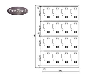 Locker Casillero Metálico 4 cuerpos 16 puertas