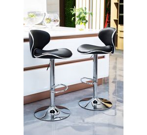 Pack de 2 Pisos de Bar Loft con Respaldo y Reposapiés Negro