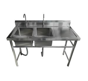 Lavafondos Doble Acero Inox. 150x60x90 cm. Secador derecho