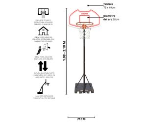 Aro de Básquetbol Ajustable 1.08 m a 2.10 m Street