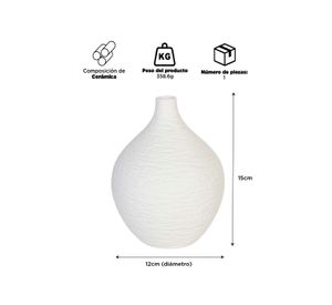 Jarrón Adorno Decorativo Blanco 15 cm