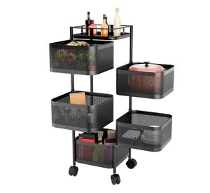 Carro Organizador 5 Canastos Pivotantes Cuadrados