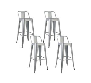 Pack 4 Piso Taburete Tolix Respaldo Gris