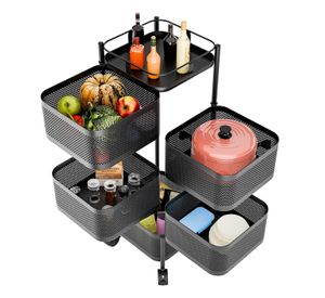 Carro Organizador 5 Canastos Pivotantes Cuadrados