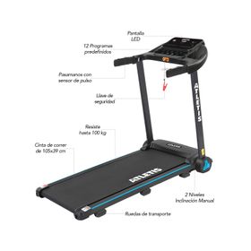 Trotadora X100 12 km/h 1.5 HP Inclinación manual Bluetooth