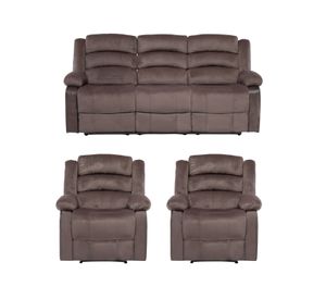 Living Reclinable Sofá 3 Cuerpos + 2 Bergers New Martell SET8040FF