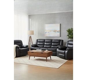 Living Sofá 3 Cuerpos Reclinable Roma Negro + 2 Bergers KM060BL