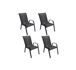 Pack 4 Sillas de Terraza Textileno y Acero Negro