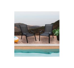 Pack 4 Sillas de Terraza Textileno y Acero Negro