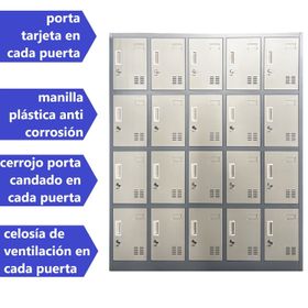 Locker Casillero Metálico 5 cuerpos 20 puertas