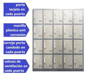 Locker Casillero Metálico 5 cuerpos 20 puertas