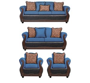 Juego de Living 3 2 1 1 Gran Columbia Azul Negro