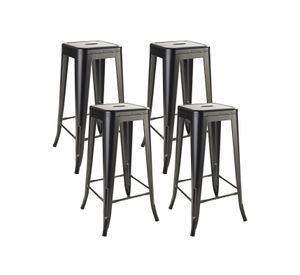 Pack 4 Pisos de Bar Metal Tolix Negro