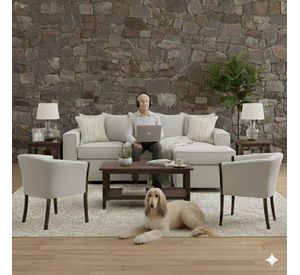 Living 311 Havanna gris seccional 3 cuerpos con resortes + 2 sitiales