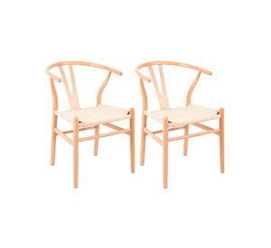 Pack 2 Sillas Comedor Novahus Wishbone Natural Beige