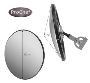 Espejo 30 Cm. Curvo Convexo para Muro Base Negra