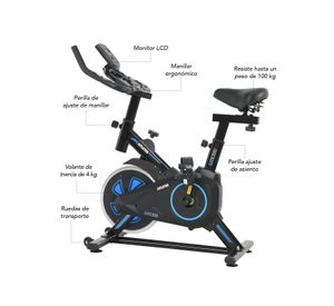 Bicicleta Spinning K100 Azul