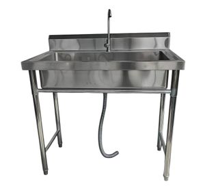 Lavafondos Acero Inoxidable 100x60x90 cm. Con Grifería