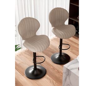 Pack 2 Pisos de Bar Lounge con Respaldo y Reposapiés Beige
