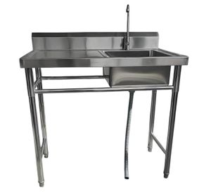 Lavafondos Acero Inox. 100x60x90 cm. Secador izquierdo