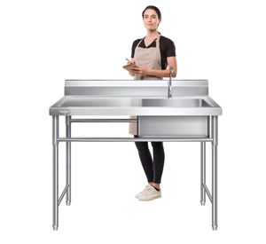 Lavafondos Acero Inox. 100x60x90 cm. Secador izquierdo