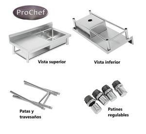 Lavafondos Acero Inox. 100x60x90 cm. Secador izquierdo