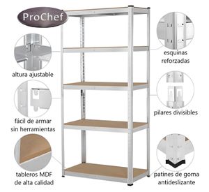 Estante 90x40x180 cm. Acero Galvanizado Cap 875 Kg