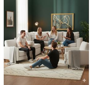 Living 311 Matilda blanco seccional y 2 poltronas con resortes