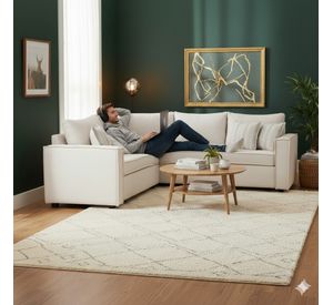 Living 311 Matilda blanco seccional y 2 poltronas con resortes