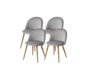 Pack 4 Sillas Comedor Sitial Terciopelo Gris