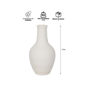 Florero Cerámica Blanco 17cm