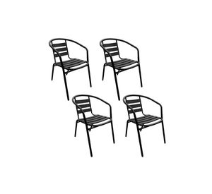 Pack 4 Sillas de Terraza Acero y Aluminio Negro