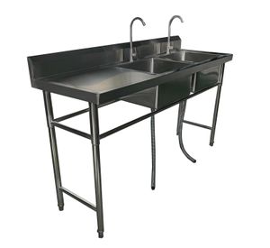 Lavafondos Doble Acero Inox. 175x60x90 cm. Secador izquierdo