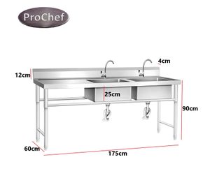 Lavafondos Doble Acero Inox. 175x60x90 cm. Secador izquierdo