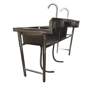 Lavafondos Doble Acero Inox. 175x60x90 cm. Secador izquierdo