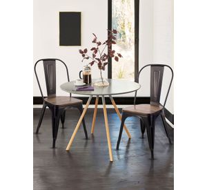 Pack 4 Sillas Tolix Vintage Asiento Madera Negro