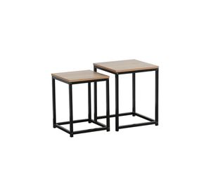 Set Mesas Laterales Auxiliares Industrial Café