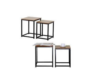 Set Mesas Laterales Auxiliares Industrial Café