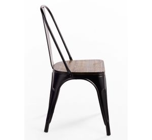 Pack 4 Sillas Tolix Vintage Asiento Madera Negro