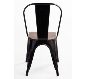 Pack 4 Sillas Tolix Vintage Asiento Madera Negro