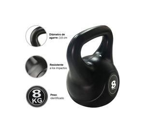 Kettlebell Mancuerna Pesa Rusa Cemento 8 Kg Negro