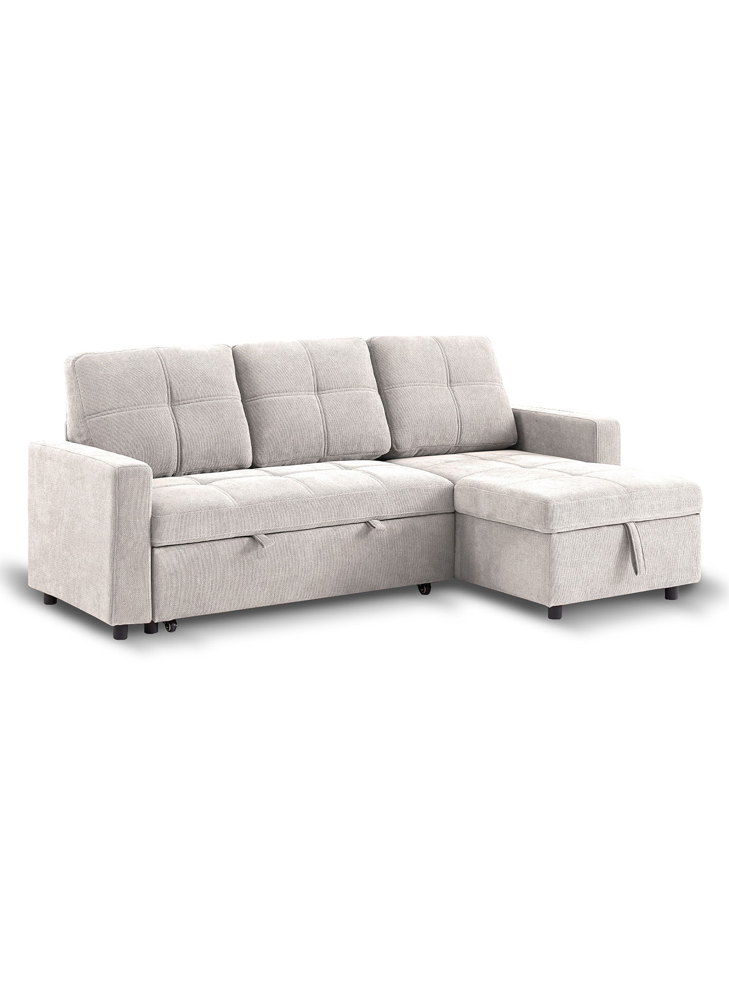 Sofá Cama 3 Cuerpos Beige 216x106x91cm Almacenaje