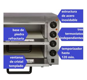 Horno Pizza Pizzero Eléctrico 2 Cámaras 40x40 cm