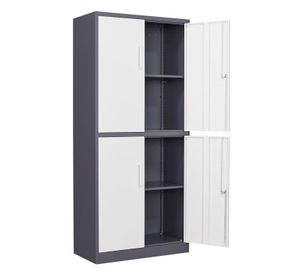 Armario de Acero 90x40x185 cm 2 Cuerpos 4 Puertas 3 Bandejas