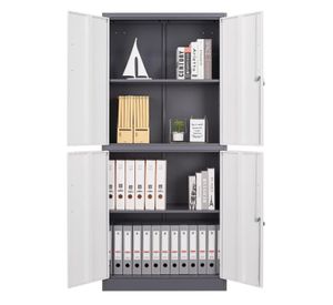 Armario de Acero 90x40x185 cm 2 Cuerpos 4 Puertas 3 Bandejas