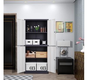 Armario de Acero 90x40x185 cm 2 Cuerpos 4 Puertas 3 Bandejas