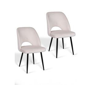 Pack 2 Sillas de Comedor Terciopelo Oval Beige