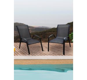 Silla de Terraza Textileno y Acero Negro