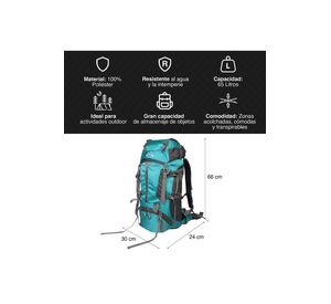 MOCHILA CAMPING 65L CELESTE